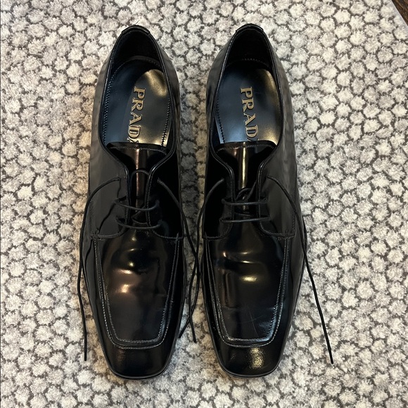 Prada Men's Glossy Black Oxfords Prada Size 8 1/2 US 9 1/2 see chart